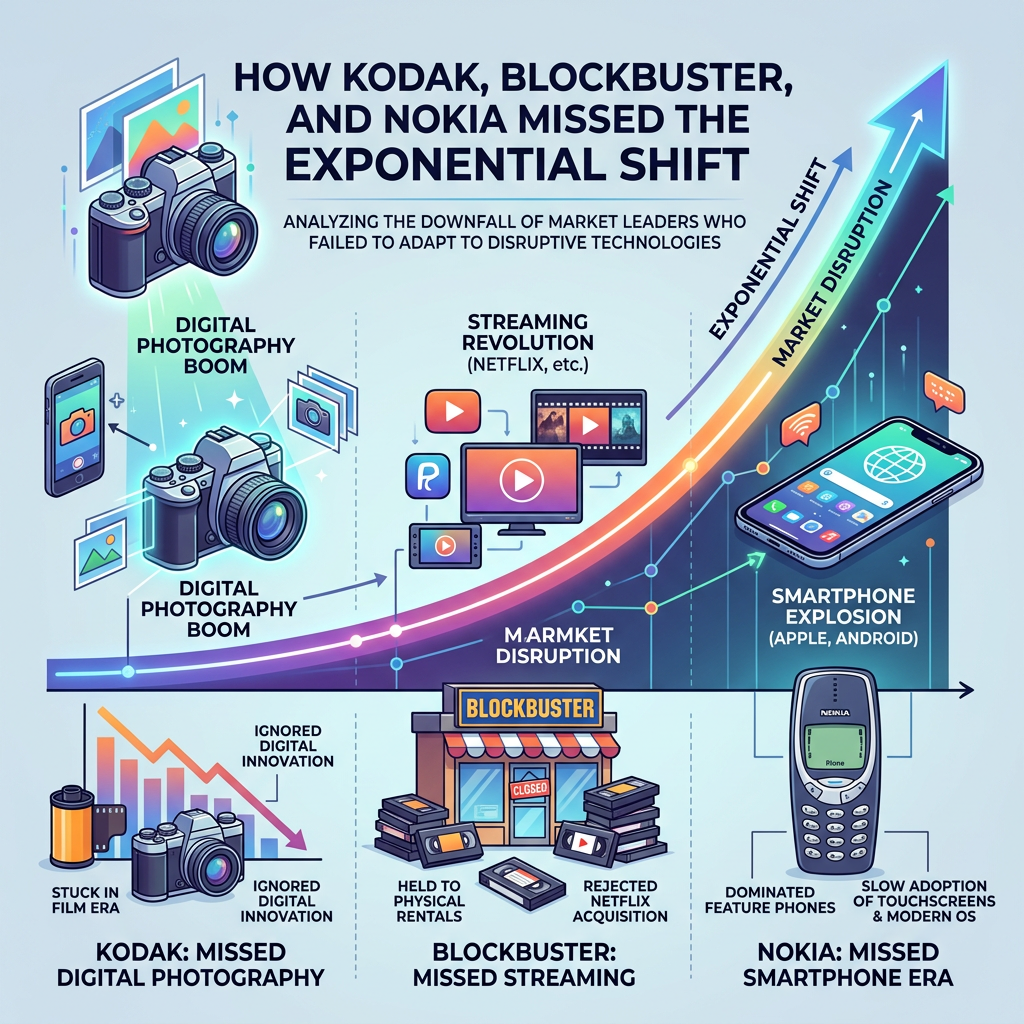 How Kodak, Blockbuster, and Nokia Missed the Exponential Shift